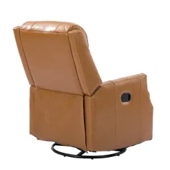 Accent Chairs-Kirkland's Home Cognac Leather Upholstered Recliner Chair Brown/Orange