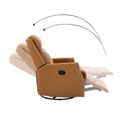 Accent Chairs-Kirkland's Home Cognac Leather Upholstered Recliner Chair Brown/Orange