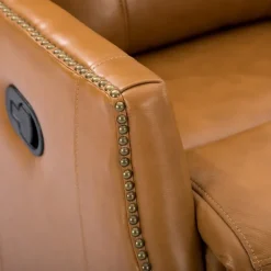 Accent Chairs-Kirkland's Home Cognac Leather Upholstered Recliner Chair Brown/Orange