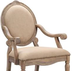 Accent Chairs-Kirkland's Home Coley Beige Linen Armchair Tan