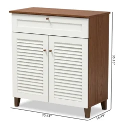 Entryway Furniture-Kirkland's Home Collier Two-Tone Drawer Shoe Storage Cabinet White/Brown