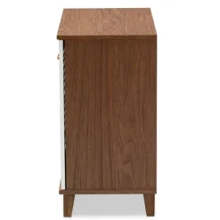 Entryway Furniture-Kirkland's Home Collier Two-Tone Slatted Shoe Storage Cabinet