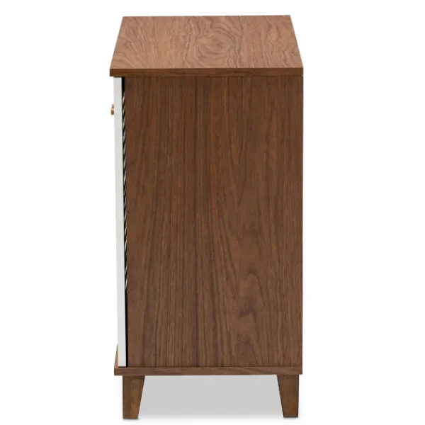 Entryway Furniture-Kirkland's Home Collier Two-Tone Slatted Shoe Storage Cabinet