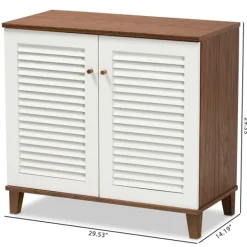 Entryway Furniture-Kirkland's Home Collier Two-Tone Slatted Shoe Storage Cabinet