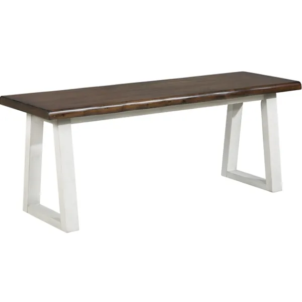 Benches & Ottomans-Kirkland's Home Collins And White Two-Tone Wood Bench Brown