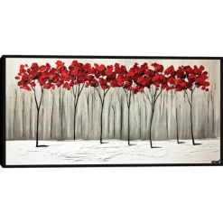 Framed Art-Kirkland's Home Collision Of Seasons Framed Canvas Art Print White/Gray/Red