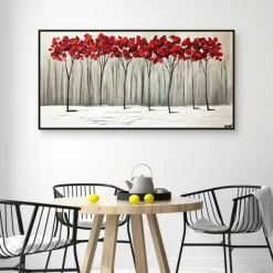 Framed Art-Kirkland's Home Collision Of Seasons Framed Canvas Art Print White/Gray/Red