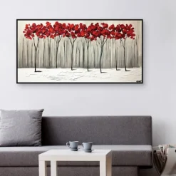 Framed Art-Kirkland's Home Collision Of Seasons Framed Canvas Art Print White/Gray/Red