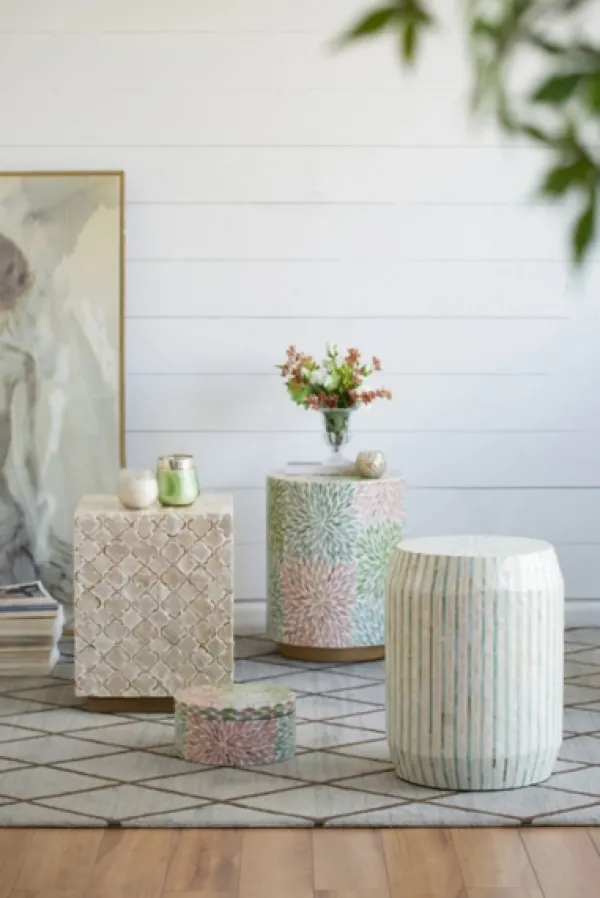 Accent & End Tables-Kirkland's Home Color Capiz Shell Accent Table Multi