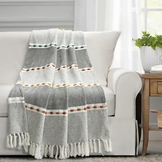 Blankets & Throws-Kirkland's Home Color Herringbone Stripe Throw Multi