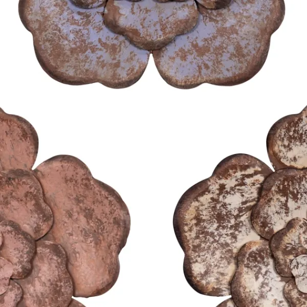 Wall Plaques-Kirkland's Home Color Metal Flower Wall Plaques, Set Of 3 Multi