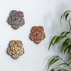 Wall Plaques-Kirkland's Home Color Metal Flower Wall Plaques, Set Of 3 Multi