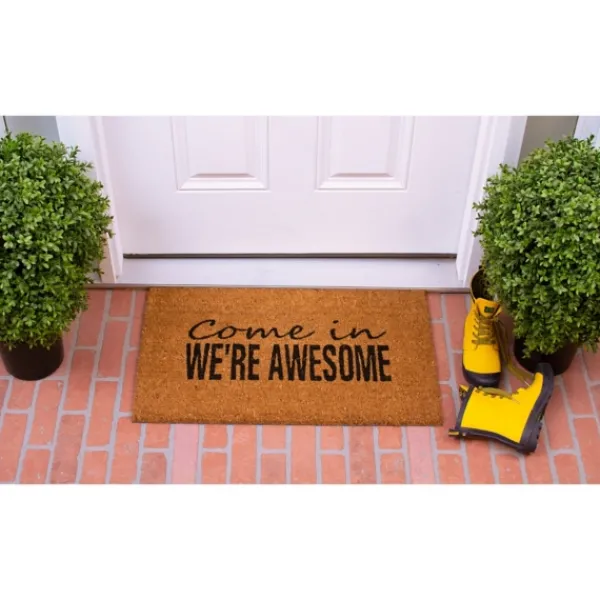Doormats-Kirkland's Home Come In We'Re Awesome Coir Doormat Tan/Black