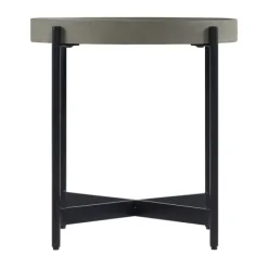 Accent & End Tables-Kirkland's Home Concrete Round Tray Top Side Table Gray