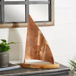 Statues & Figurines-Kirkland's Home Copper Mango Wood Sailboat Brown