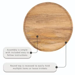 Accent & End Tables-Kirkland's Home Copper Plated Accent Table With Mango Wood Top Brown