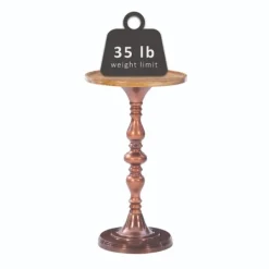 Accent & End Tables-Kirkland's Home Copper Plated Accent Table With Mango Wood Top Brown