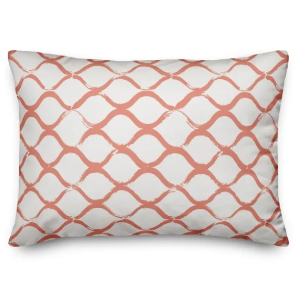 Pillows-Kirkland's Home Coral Coastal Diamond Print Pillow Orange/White