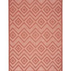Outdoor Rugs-Kirkland's Home Coral Diamond Indoor/Outdoor Area Rug, 5X7 Orange