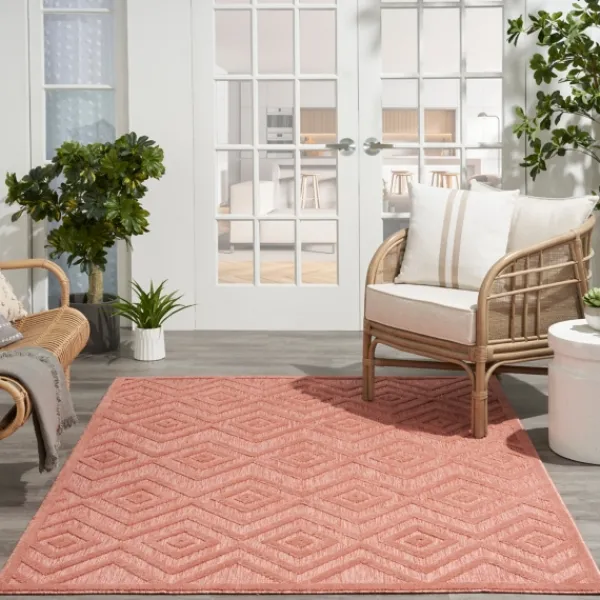 Outdoor Rugs-Kirkland's Home Coral Diamond Indoor/Outdoor Area Rug, 5X7 Orange