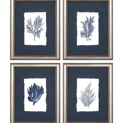 Framed Art-Kirkland's Home Coral 4-Pc. Silver Framed Art Print Set Blue