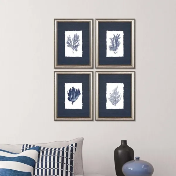 Framed Art-Kirkland's Home Coral 4-Pc. Silver Framed Art Print Set Blue