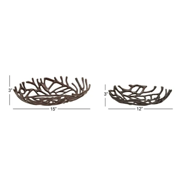 Decorative Trays-Kirkland's Home Coral Reef Oval Trays, Set Of 2 Black