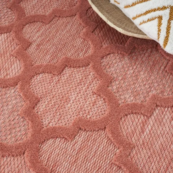 Outdoor Rugs-Kirkland's Home Coral Trellis Indoor/Outdoor Area Rug, 6X9 Pink