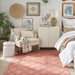 Outdoor Rugs-Kirkland's Home Coral Trellis Indoor/Outdoor Area Rug, 5X7 Pink
