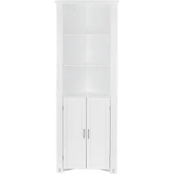 Bathroom Furniture-Kirkland's Home Corner Shelf With Cabinet Doors White