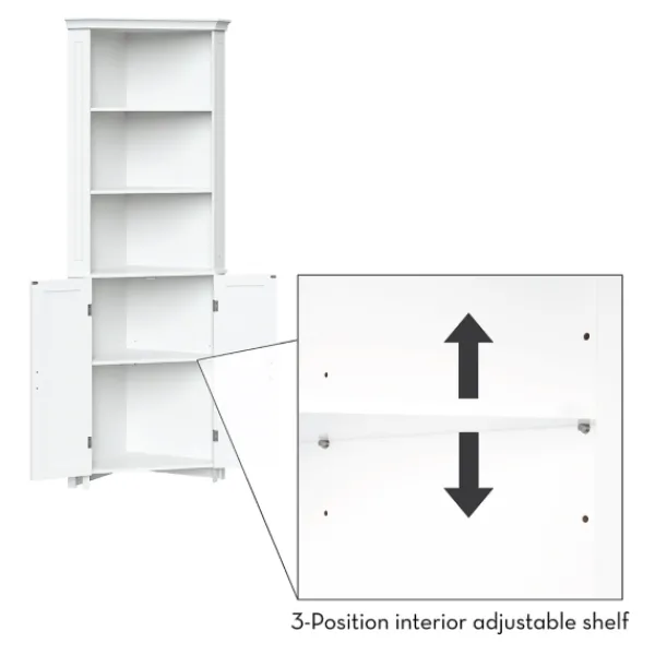 Bathroom Furniture-Kirkland's Home Corner Shelf With Cabinet Doors White