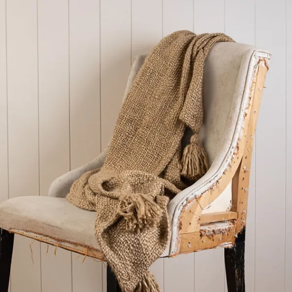 Blankets & Throws-Kirkland's Home Corner Tassel Throw Blanket Tan