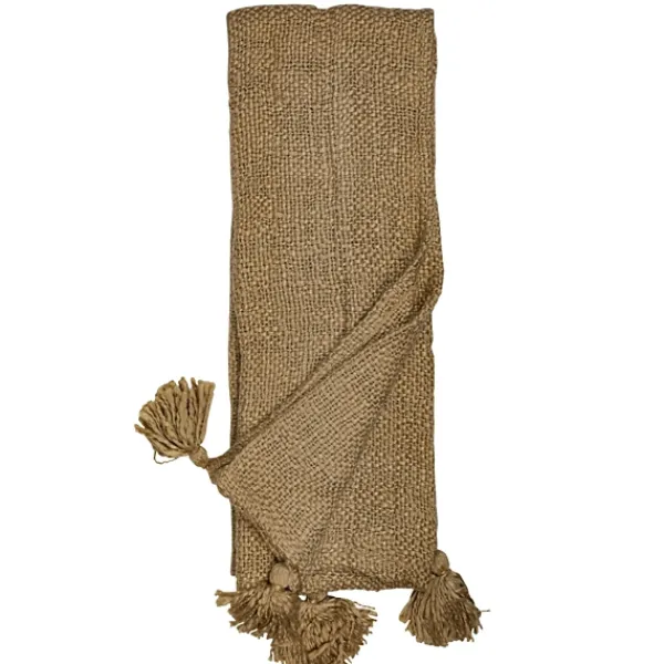 Blankets & Throws-Kirkland's Home Corner Tassel Throw Blanket Tan