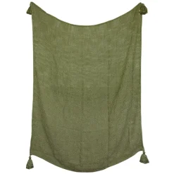 Blankets & Throws-Kirkland's Home Corner Tassel Throw Blanket Green