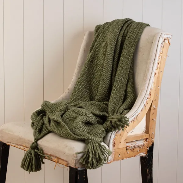 Blankets & Throws-Kirkland's Home Corner Tassel Throw Blanket Green