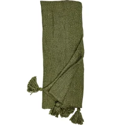 Blankets & Throws-Kirkland's Home Corner Tassel Throw Blanket Green