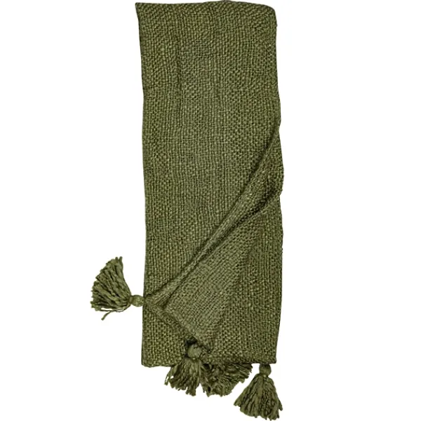 Blankets & Throws-Kirkland's Home Corner Tassel Throw Blanket Green