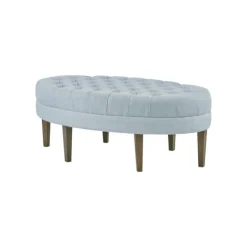 Benches & Ottomans-Kirkland's Home Cory Tufted Dusty Linen Ottoman Blue