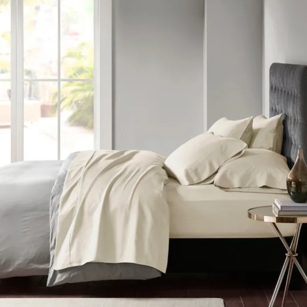 Bed Sheets-Kirkland's Home Cotton Blend Sateen 6-Pc. King Sheet Set Ivory