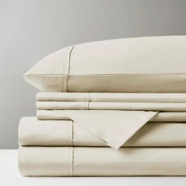 Bed Sheets-Kirkland's Home Cotton Blend Sateen 6-Pc. King Sheet Set Ivory