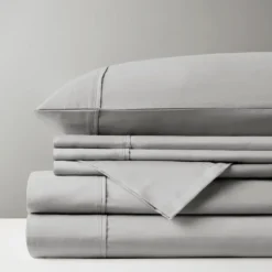 Bed Sheets-Kirkland's Home Cotton Blend Sateen 6-Pc. Queen Sheet Set Gray