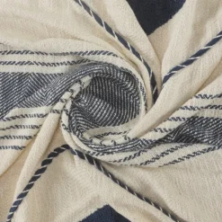 Blankets & Throws-Kirkland's Home Cotton Diamond Geometric Fringe Throw Blue