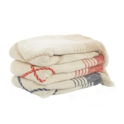 Blankets & Throws-Kirkland's Home Cotton Diamond Geometric Fringe Throw Blue