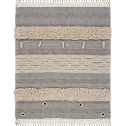 Blankets & Throws-Kirkland's Home Cotton Fringe Eclectic Tufted Throw Ivory/Gray