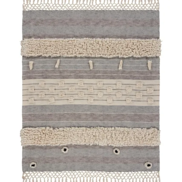 Blankets & Throws-Kirkland's Home Cotton Fringe Eclectic Tufted Throw Ivory/Gray