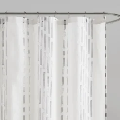 Shower Curtains-Kirkland's Home Cotton Jacquard Shower Curtain Ivory