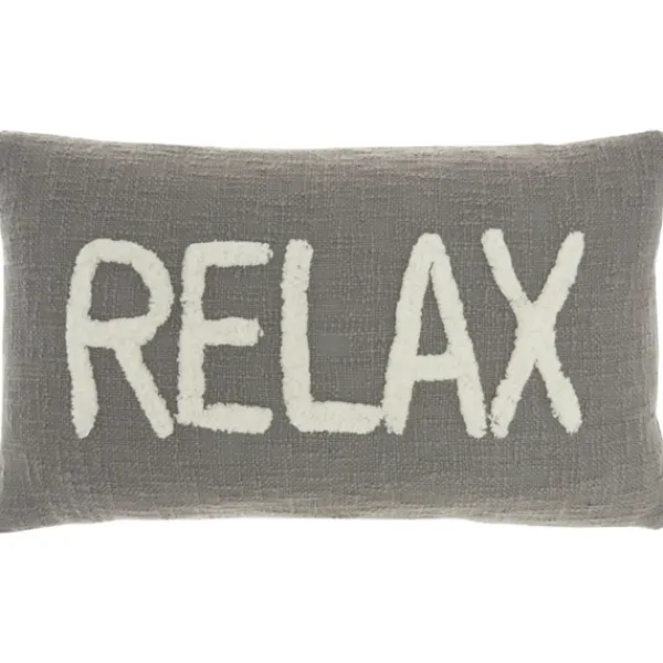 Pillows-Kirkland's Home Cotton Relax Tufted Lumbar Pillow Gray