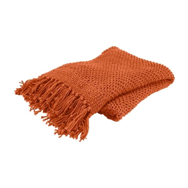 Blankets & Throws-Kirkland's Home Cotton Tassel Throw Orange