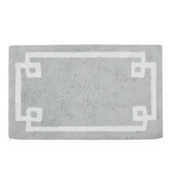Bathroom Rugs-Kirkland's Home Cotton Tufted Bath Mat With Border, 30 In. Gray