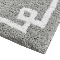 Bathroom Rugs-Kirkland's Home Cotton Tufted Bath Mat With Border, 30 In. Gray
